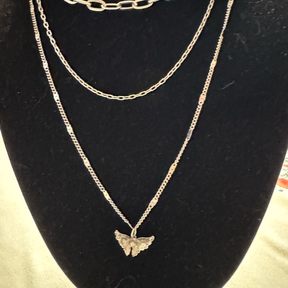 Filigree Butterfly 3 strand NECKLACE VINTAGE - Picture 2 of 7
